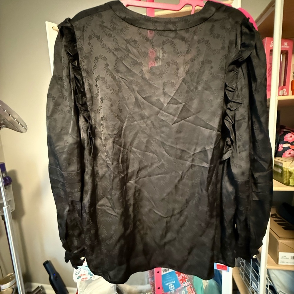 Sandro Elegant Black Blouse with Ruffles NWT Euro 4 - Picture 8 of 8